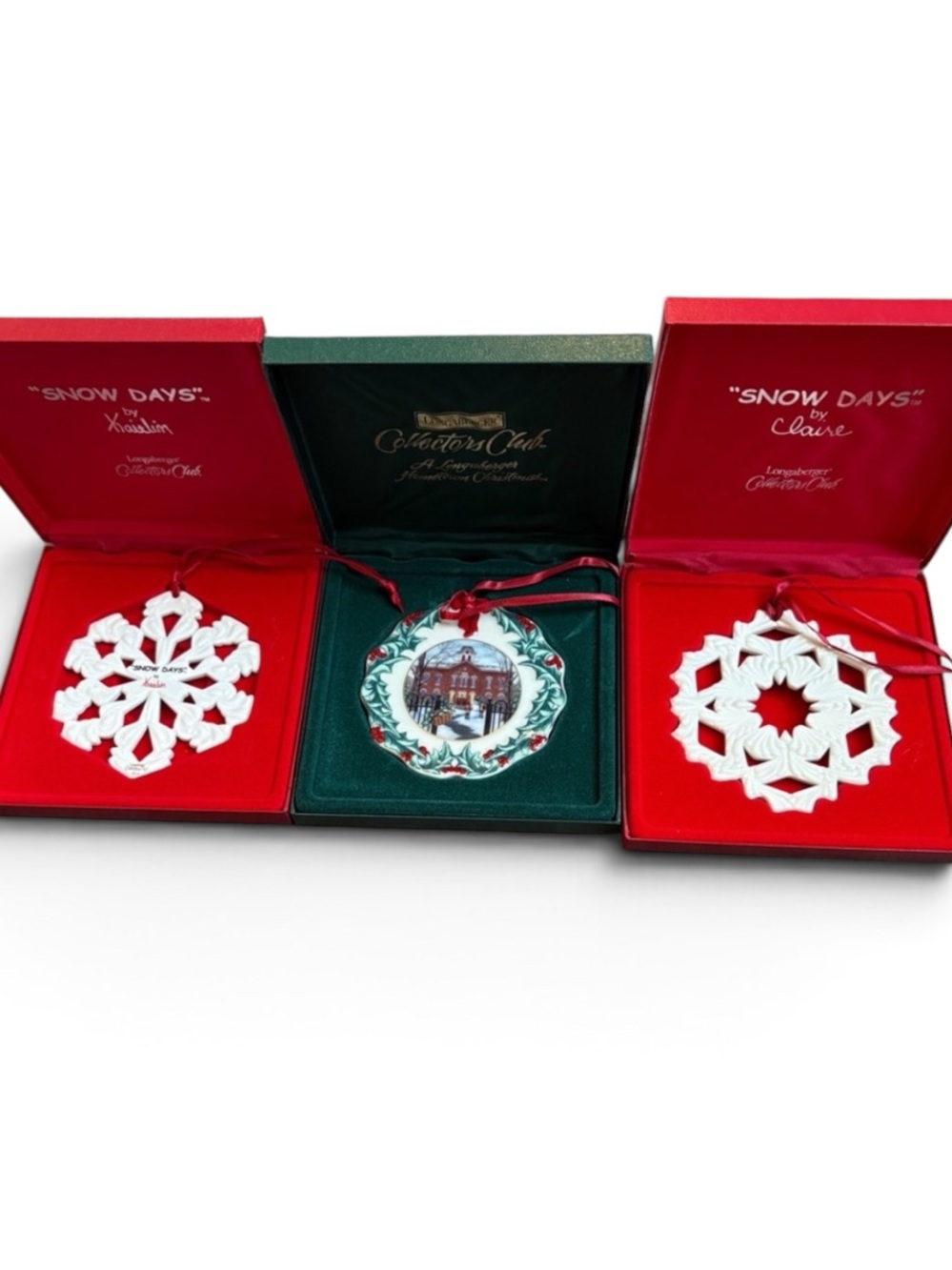 Longaberger Collector’s Club Christmas Ornament Set of 3